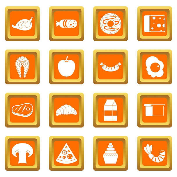 Food icons set orange - Вектор,изображение