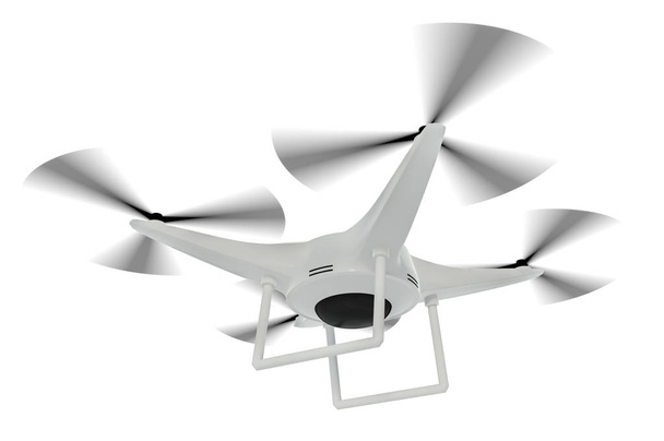 Drone volador aislado sobre fondo blanco. Ilustración 3D renderizada
. - Foto, Imagen