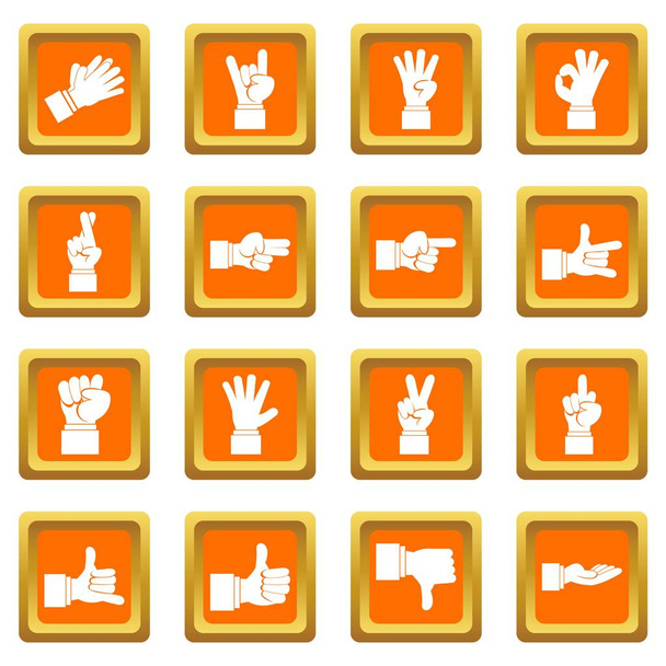 Набір піктограм жестів рук помаранчевий
 - Вектор, зображення