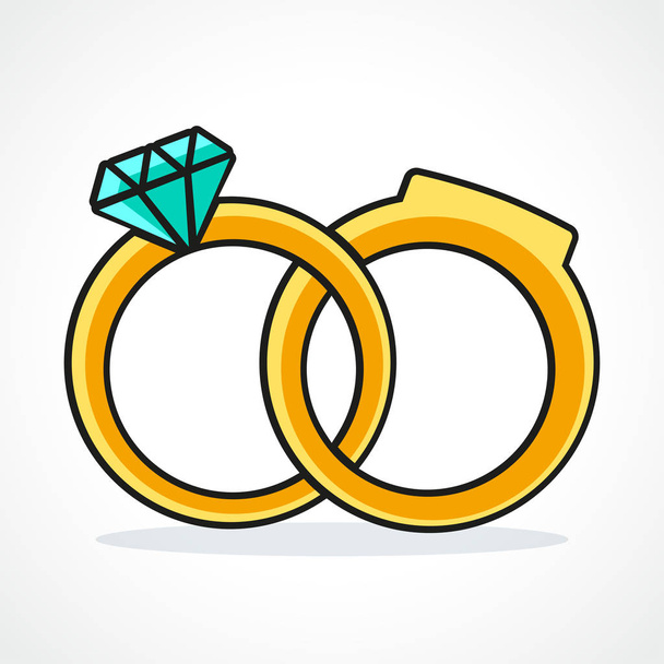 Icono de anillos de boda vectorial sobre fondo blanco
 - Vector, imagen