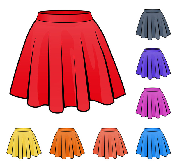 Illustration of skirts set in various colors - Vector, Image