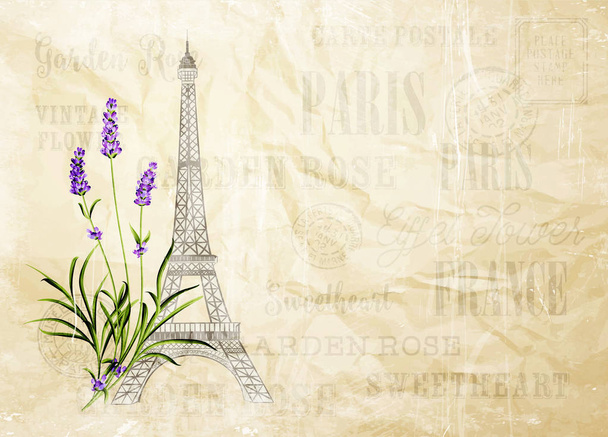 Eiffel toren souvenir kaart. - Vector, afbeelding