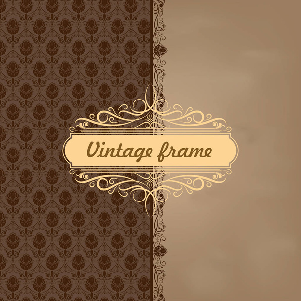 decorative frame in vintage style with beautiful filigree and retro border for premium invitation or wedding card on ancient background, luxury postcard, ornament vector - Vector, Image