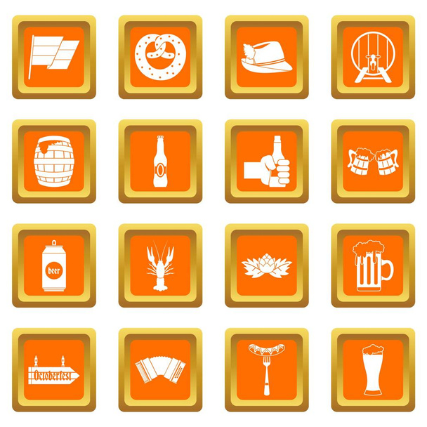 Oktoberfest icons set orange - Вектор,изображение