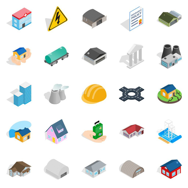 Conjunto de ícones de construção, estilo isométrico
 - Vetor, Imagem