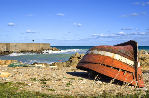 パレルモ、古いボートの風景 - 写真・画像
