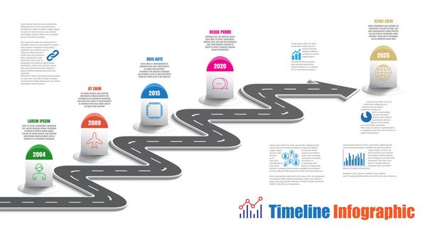 Business Roadmap Zeitleiste Infografik-Vorlage mit Zeigern für abstrakte Hintergrund Meilenstein entworfen moderne Diagramm-Prozess-Technologie digitale Marketing-Daten Präsentation Diagramm-Vektor-Illustration - Vektor, Bild
