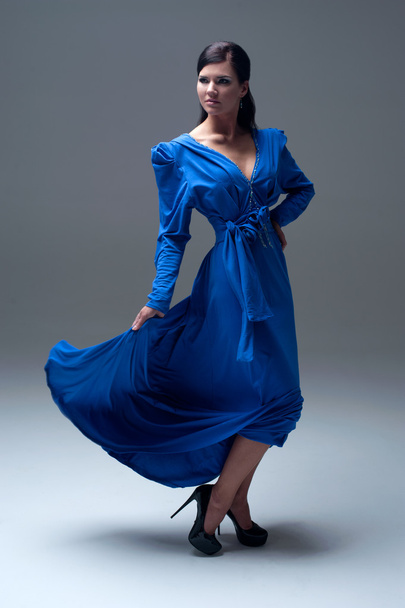 girl in a blue evening dress - Φωτογραφία, εικόνα