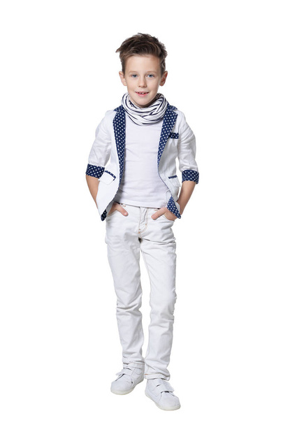 cute boy  posing  isolated on white background - Fotoğraf, Görsel
