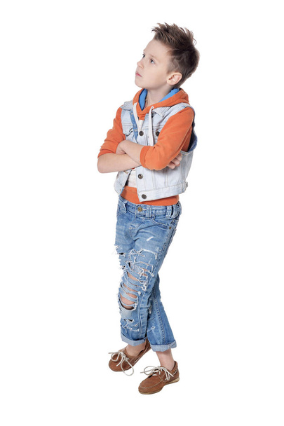 cute boy  posing  isolated on white background - Φωτογραφία, εικόνα