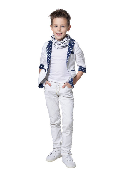 cute boy  posing  isolated on white background - Fotoğraf, Görsel