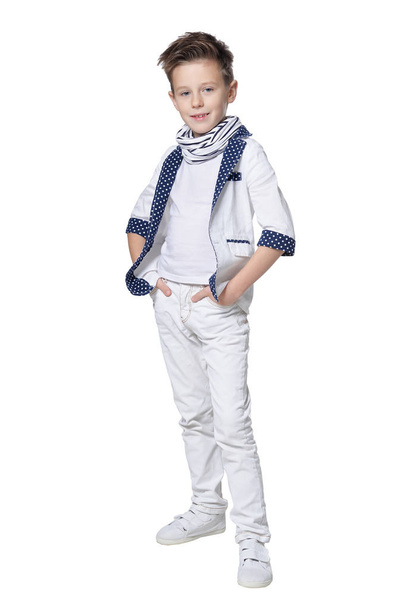 cute boy  posing  isolated on white background - Foto, Imagem