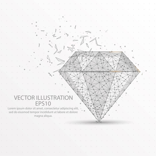 Diamond abstract mesh line and composition digitally drawn starry sky or space in the form of broken a part triangle shape and scattered dots low poly wire frame. - Vektor, kép