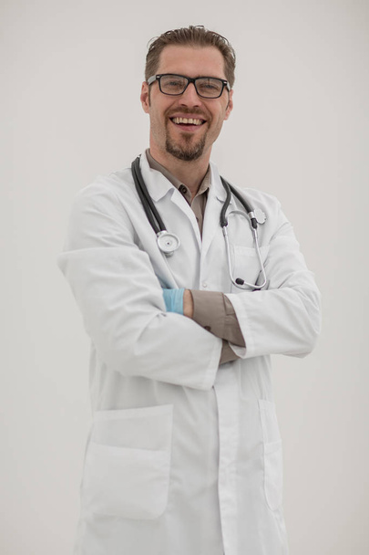 Portrait of medical specialist with stethoscope - Foto, Imagen