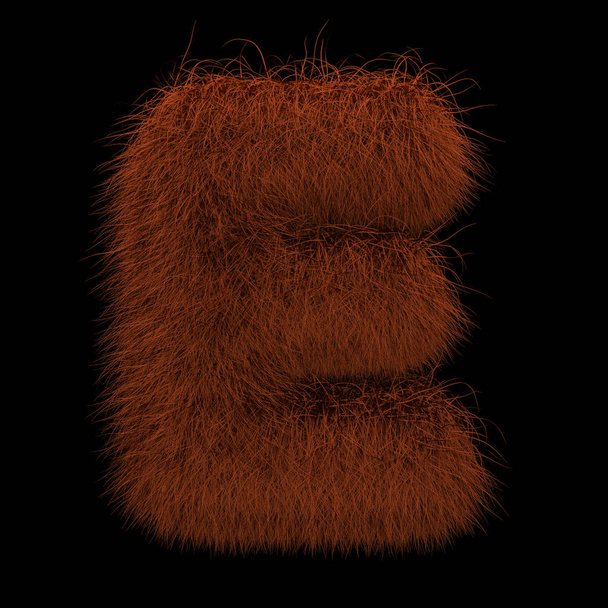 Illustration rendu 3D Illustration créative Gingembre Orang utan Furry Lettre E
 - Photo, image