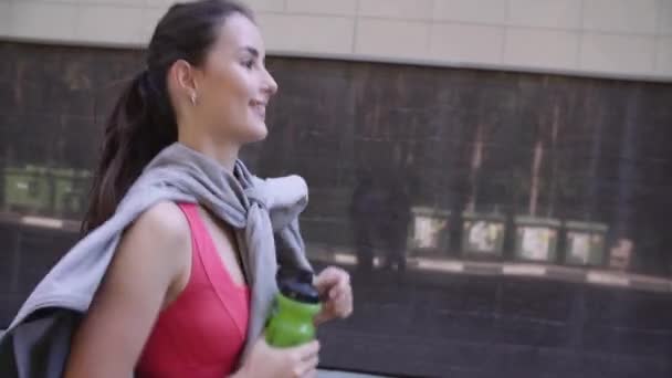 young girl runner on the street, healthy lifestyle concept - Metraje, vídeo
