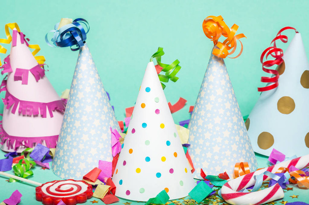 Party items on color background - Photo, image