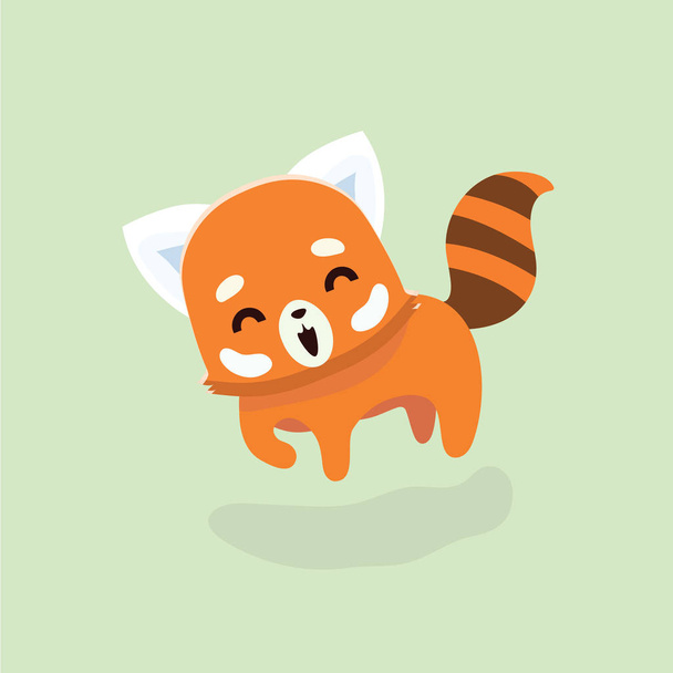 Vector illustration of red panda cartoon style on pastel background. - Vektor, kép