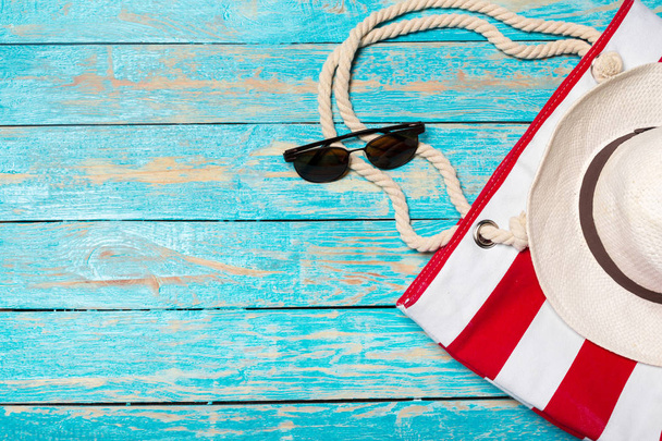 Summer holiday background with beach items - Foto, Bild