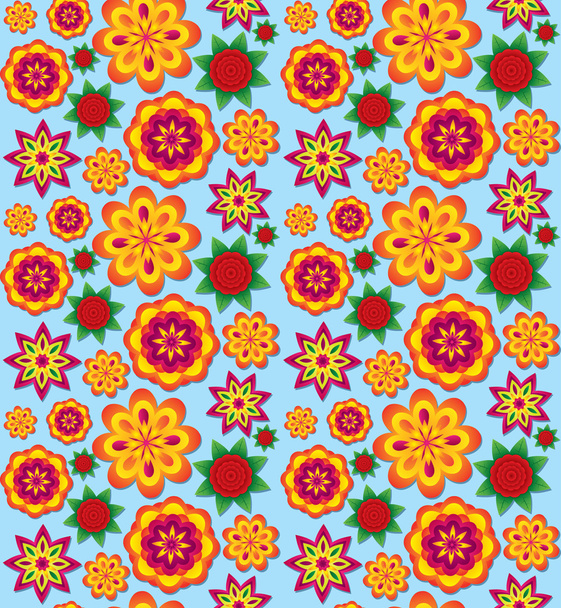 Seamless colorful texture with volumetric flowers - Wektor, obraz