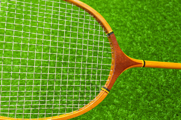 Badminton on grass, close up view - Foto, Imagen