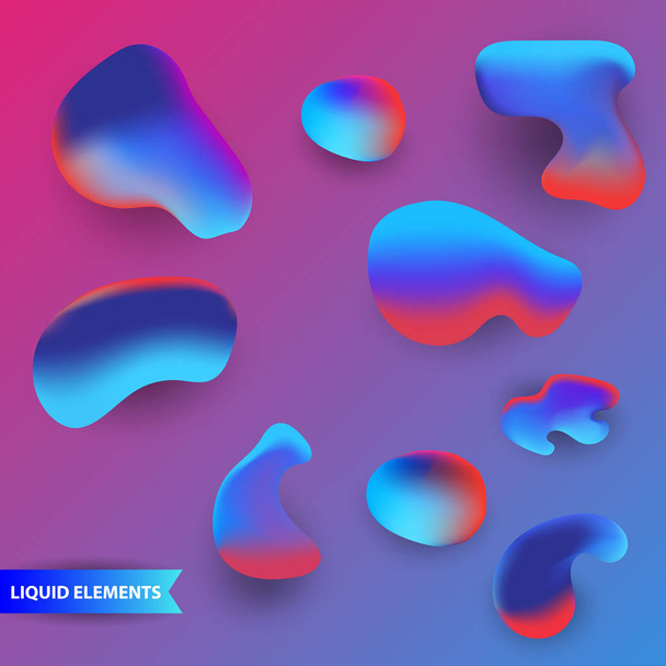 Abstract liquid vector shapes collection, modern colorful gradient backgrounds, fresh and clean design elements set. Elegant and artistic decorative smooth style elements. - Vector, Image