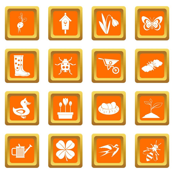 Spring icons set orange - Vektor, Bild