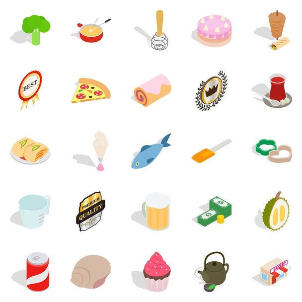 Flour food icons set, cartoon style - Вектор,изображение
