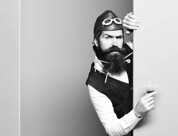 serious handsome bearded pilot - Foto, Imagem