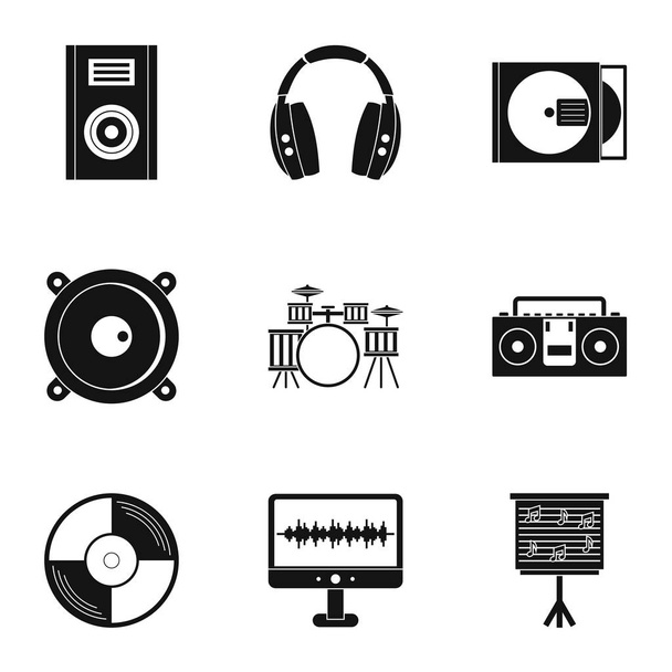 Music equipment icon set, simple style - Vetor, Imagem