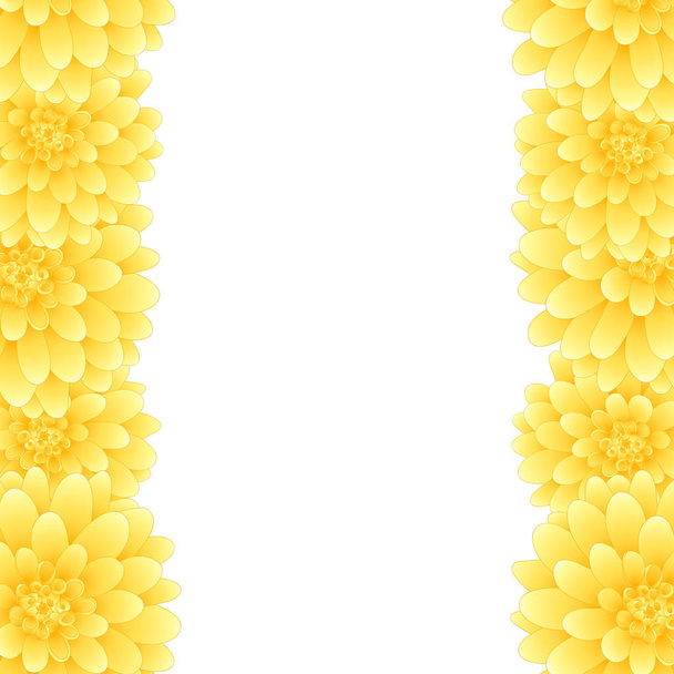 Hranice žluté Dahlia. Mexický národní květina. Vektorové ilustrace. - Vektor, obrázek