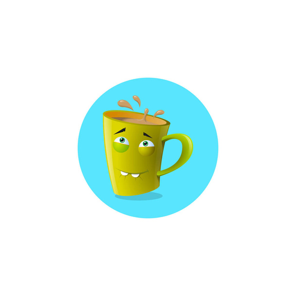 couleur rond illustration icône drôle jaune tasse de dessin animé avec deux dents
 - Vecteur, image