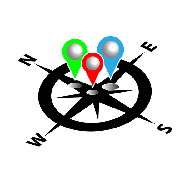 Compass with map pin. Infographic. Vector illustration - Vector, Image