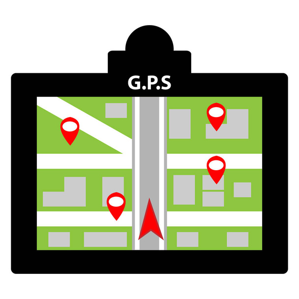 GPS met de kaart en pin. GPS concept. Infographic. Vectorillustratie. - Vector, afbeelding