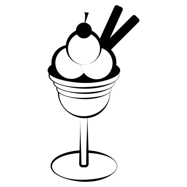 Ice cream cup silhouette on white background. Vector illustration. - Vector, Image