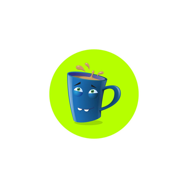 illustration couleur icône drôle tasse de dessin animé avec deux dents
 - Vecteur, image