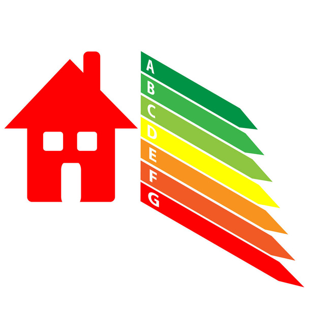 Etiquetas energéticas con hogar sobre fondo blanco. Ilustración vectorial
 - Vector, Imagen