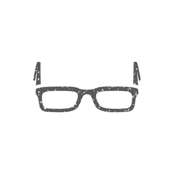 Brillensymbol in Grunge-Textur isoliert auf weißem Hintergrund - Vektor, Bild