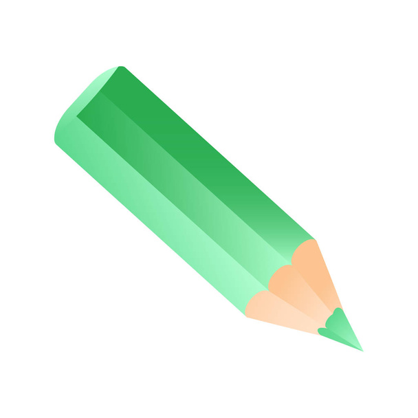 Short small pencil icon. Green colorful pencil - Vector, Image