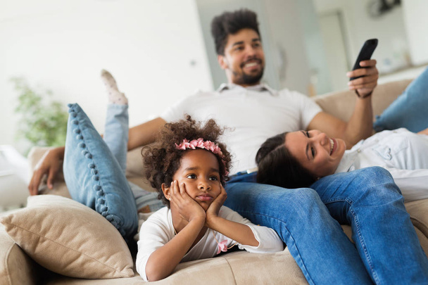Picture of happy family spending time together at home - Photo, Image