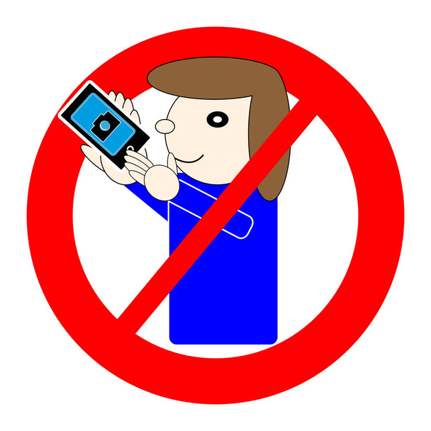 Kein Selfie-Symbol auf weißem Hintergrund. Vektor illustratio - Vektor, Bild