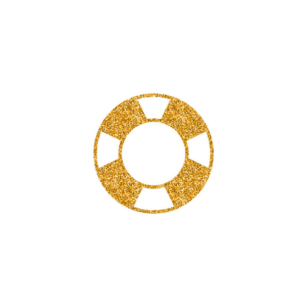 Ring buoy icon in gold glitter texture. Vector illustration. - Vector, Image