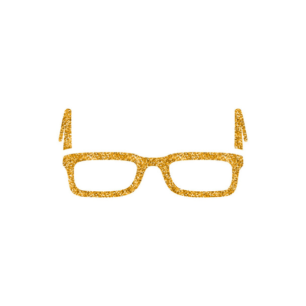 Eyeglasses icon in gold glitter texture. Vector illustration. - Vector, Image
