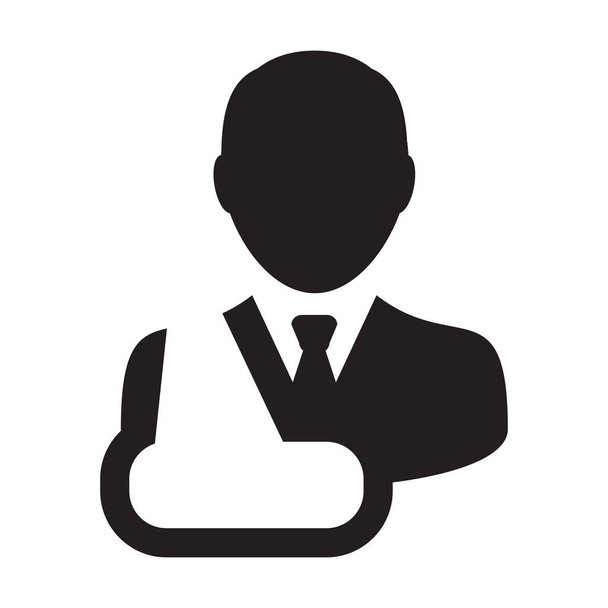 Icono de salud vector del perfil de la persona masculina avatar símbolo para el tratamiento médico de lesiones para el paciente en color plano glifo pictograma ilustración
 - Vector, imagen
