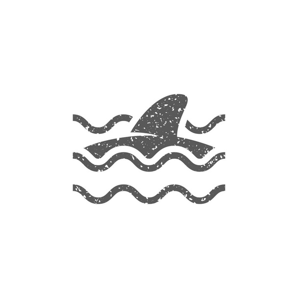 Rekin ikona w grunge tekstur na białym tle - Wektor, obraz