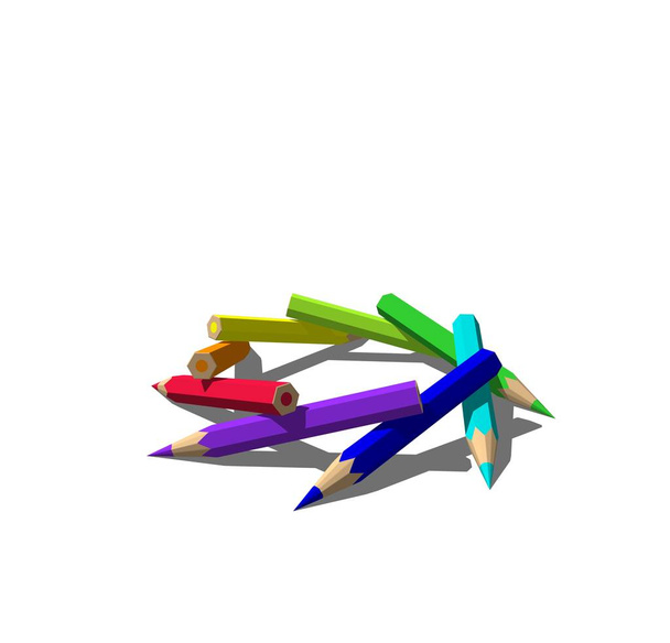 Color pencils. Isolated on white background. 3D rendering illustration. - Valokuva, kuva