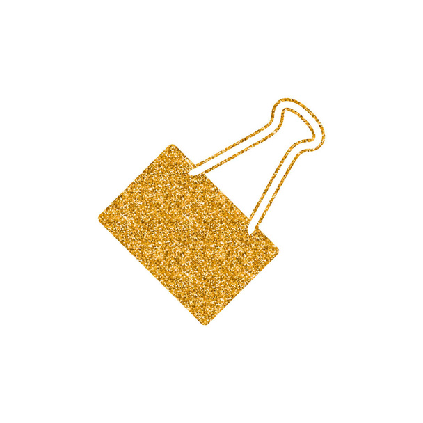 Binder clipe ícone em ouro brilho textura. Ilustração vetorial
. - Vetor, Imagem