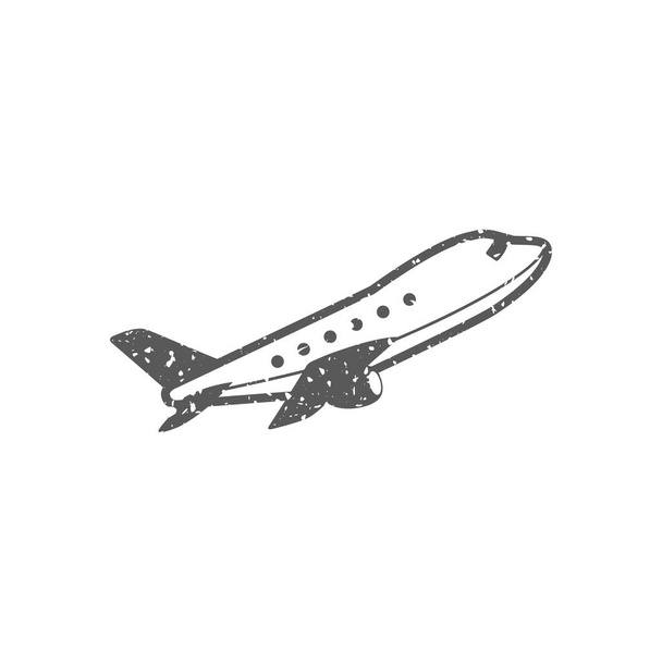 Airplane icon in grunge texture isolated on white background - Vektor, obrázek