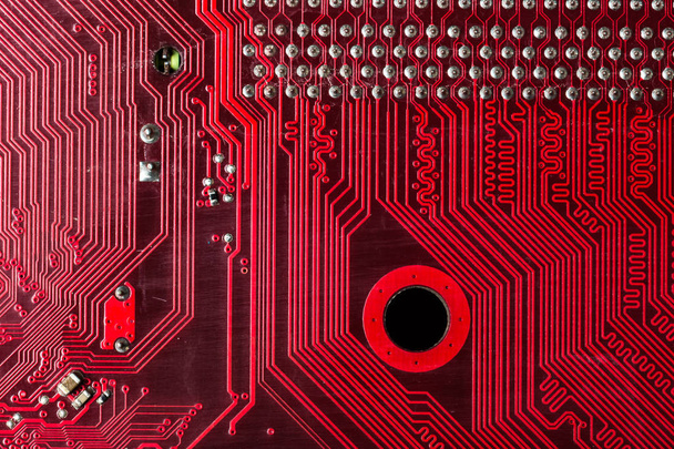 red computer chip close up  - Φωτογραφία, εικόνα