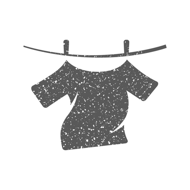 Giyim asmak simgesi beyaz arka plan üzerinde izole grunge doku - Vektör, Görsel